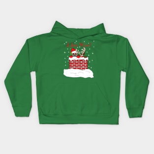 Christmas Skull and Rudolph Spy on Santa Kids Hoodie